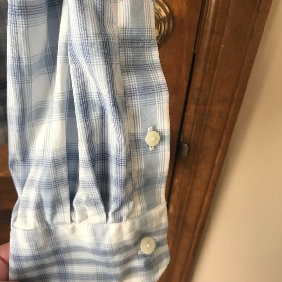 Nautica Blue and White Plaid Button-Down Shirt - Picture 7 of 12